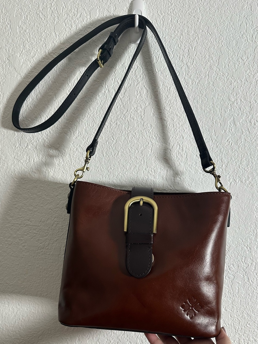 Patricia Nash Leather Irving Buckle Bucket Bag with Shoulder Strap or Crossbody